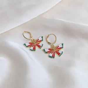 Red & Green Butterfly Drop Earrings - Lightweight Drop Earrings,Butterfly Earrings,Red Earrings In The UK,Green Jewellery In The UK