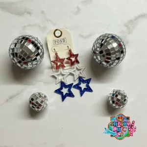 Red White and Blue Star Earrings