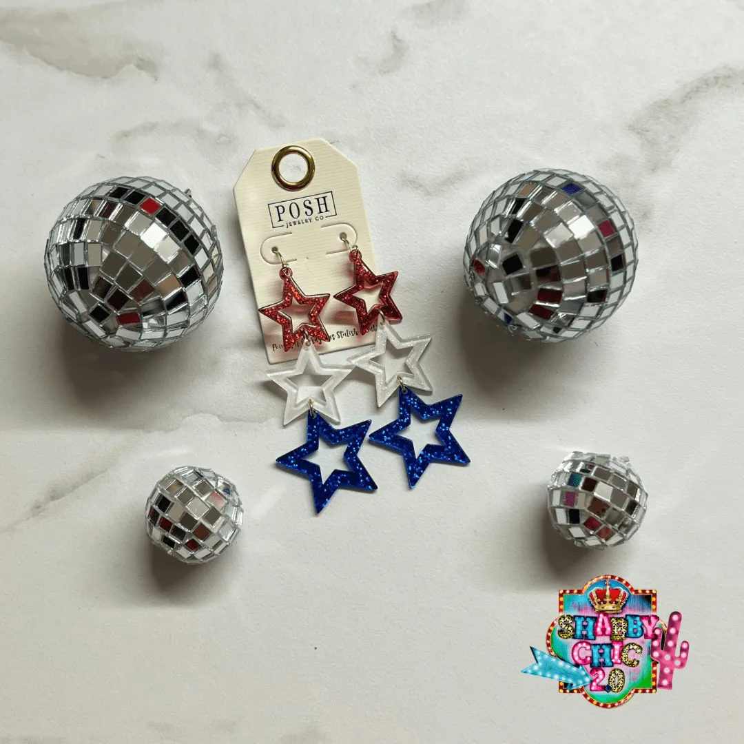 Red White and Blue Star Earrings