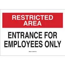 RESTRICTED AREA Entrance For Employees Only Sign/ Buy Online