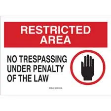 RESTRICTED AREA No Trespassing Under Penalty Of Law Sign/ Buy Online