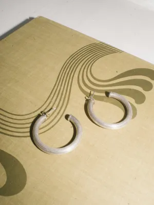 Ridged Sterling Silver Hoops