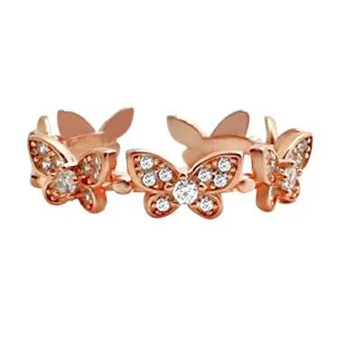 Rose gold  Stainless Steel Adjustable  Butterfly Ring