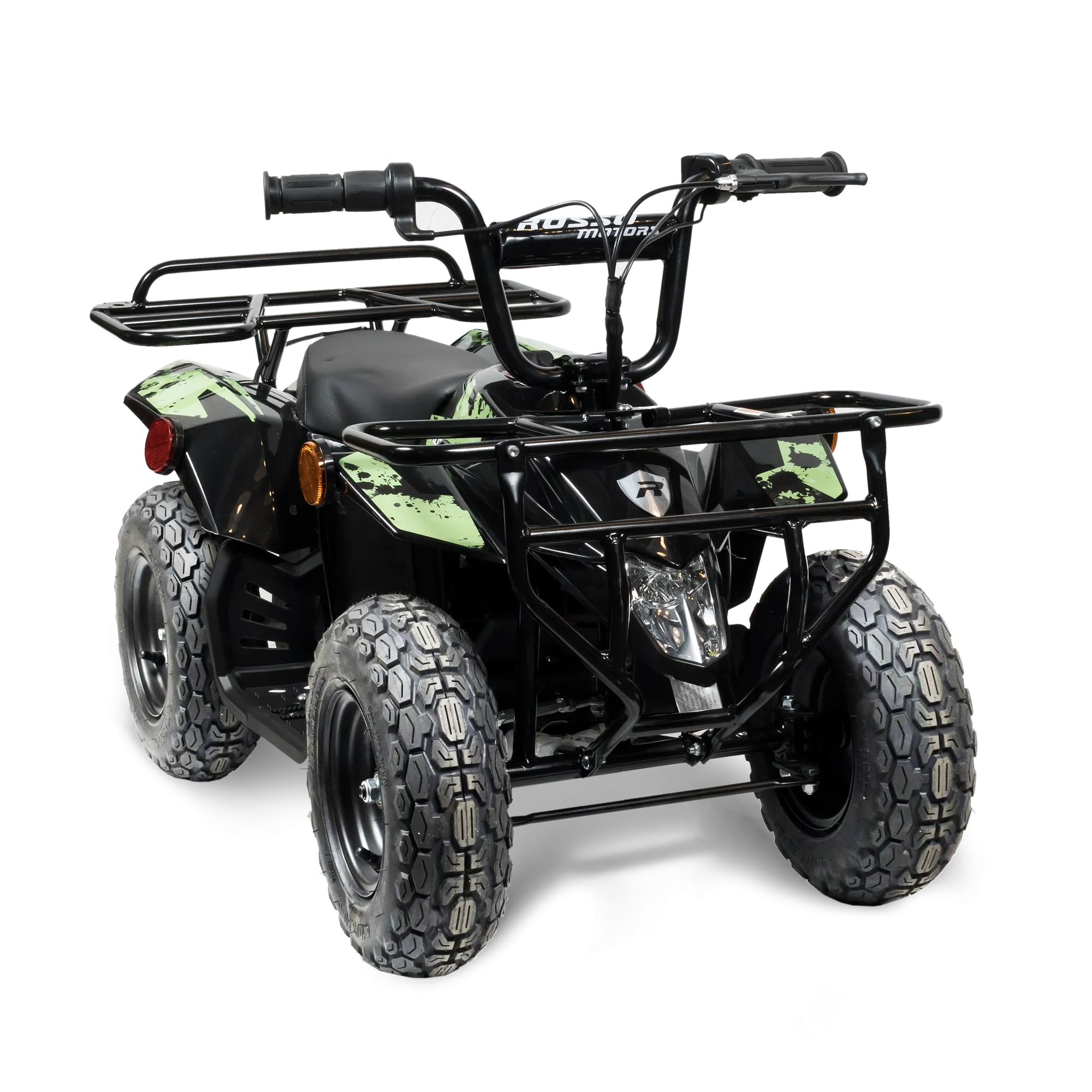 Rosso eQuad R Ride-on Utility Outdoor 4 Wheeler With Racks For Kids - Camo Green- ASTM F963 Certified