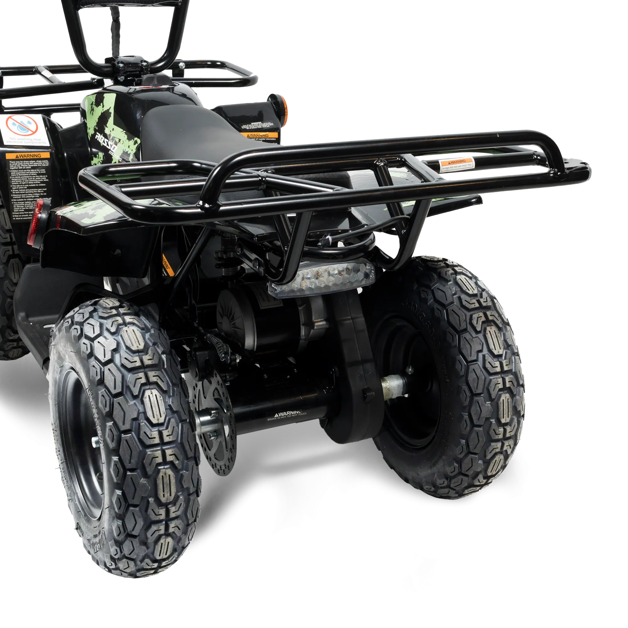 Rosso eQuad R Ride-on Utility Outdoor 4 Wheeler With Racks For Kids - Camo Green- ASTM F963 Certified