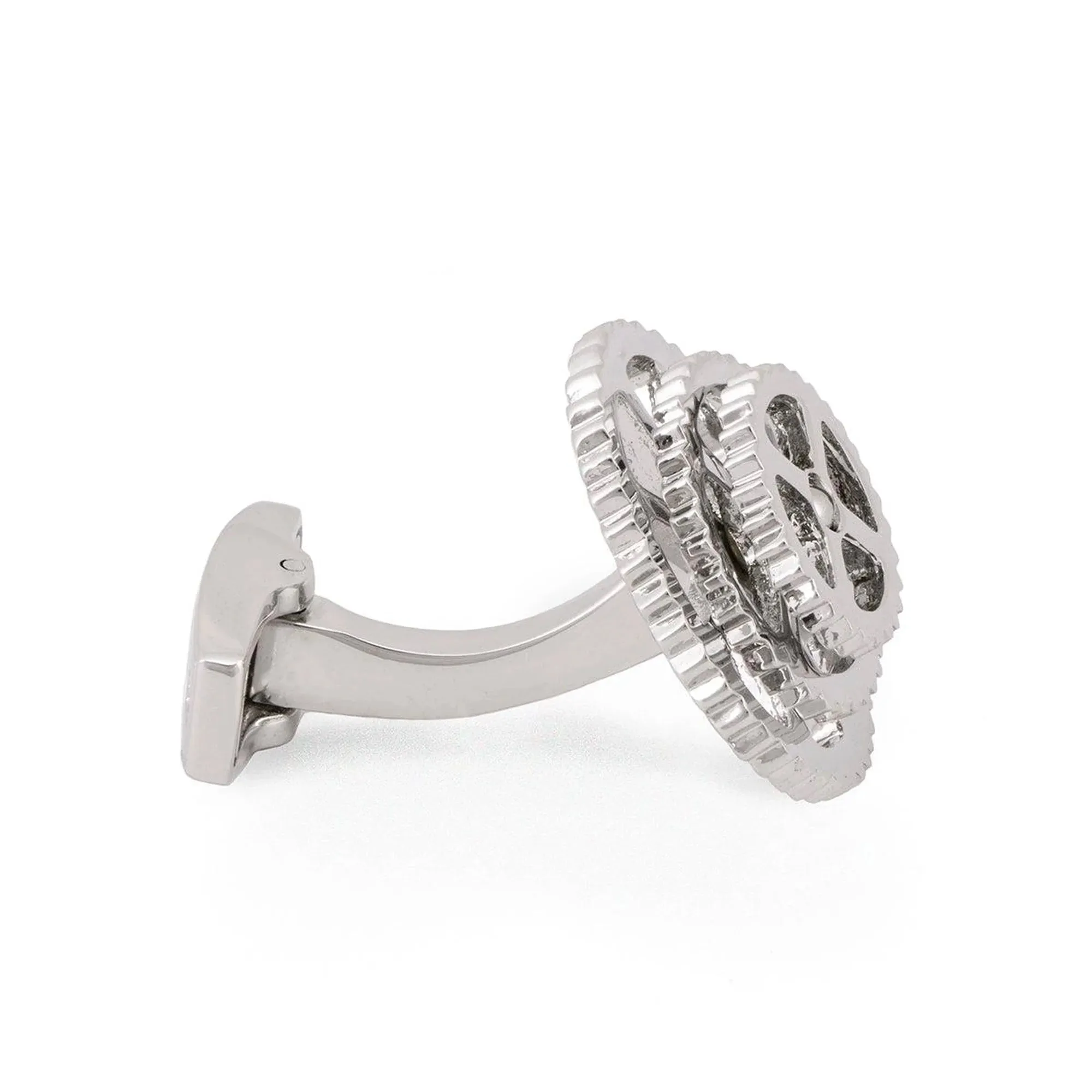 Rotatable Silver Bike Gear Cufflinks
