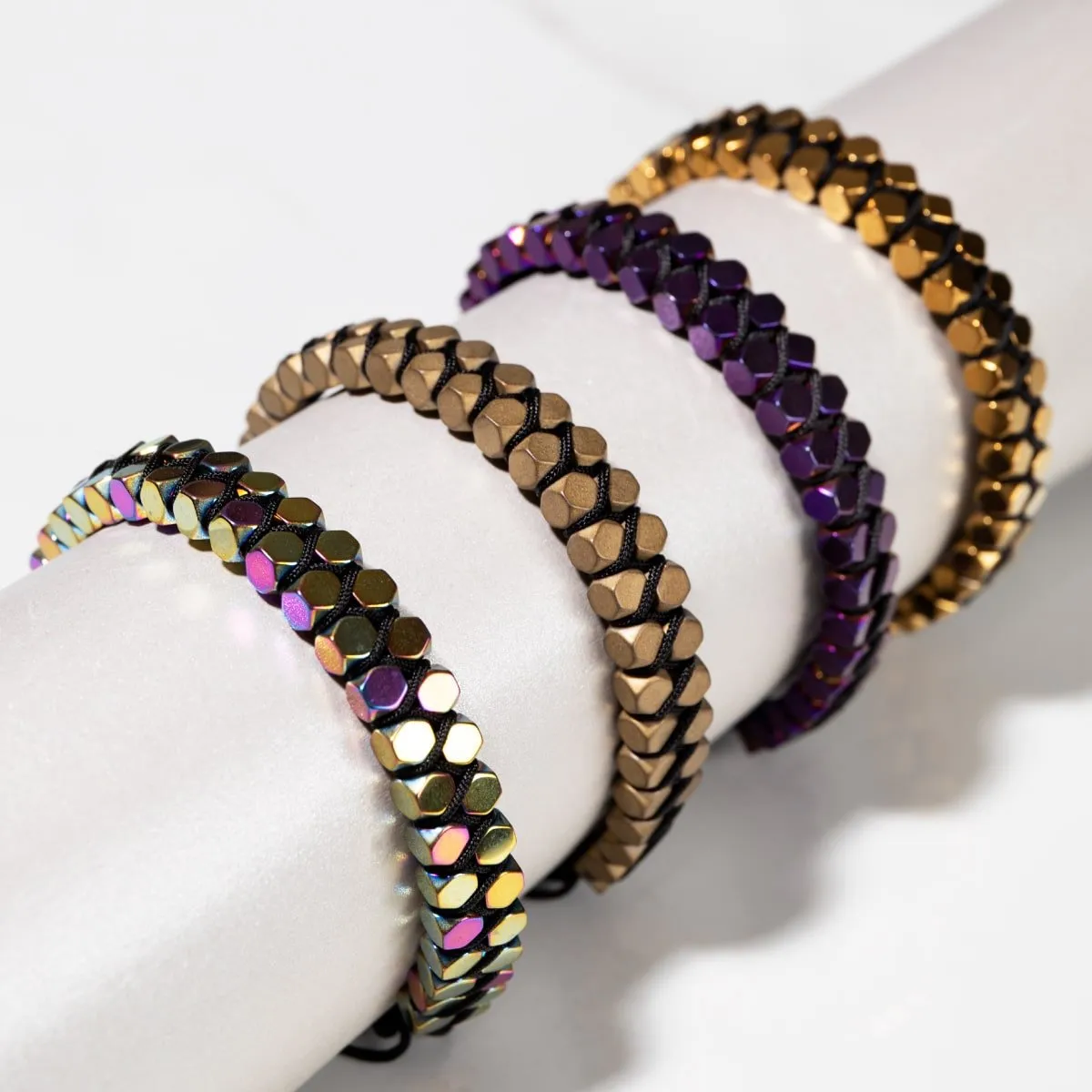 Sacred Geom | Matte Bronze Hematite | Gunmetal | Octahedron Bracelet