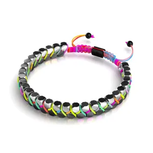 Sacred Geom | Silver Hematite | Gunmetal x Spectrum | Octahedron Bracelet