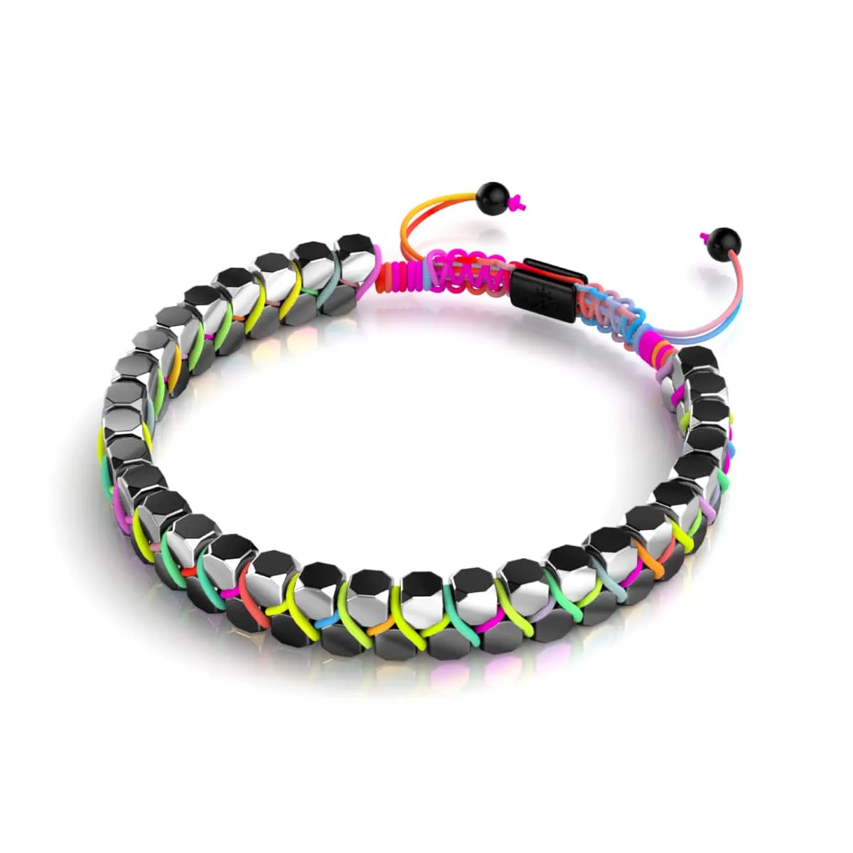 Sacred Geom | Silver Hematite | Gunmetal x Spectrum | Octahedron Bracelet