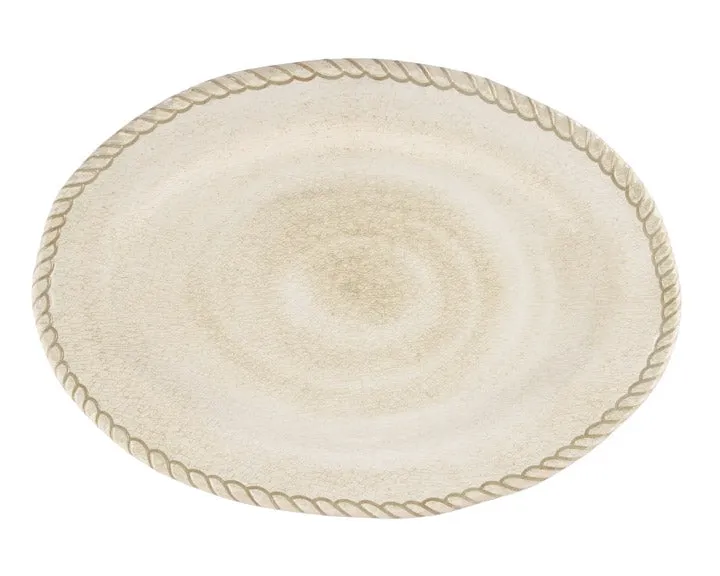 Sandy beige melamine platter with rope detail