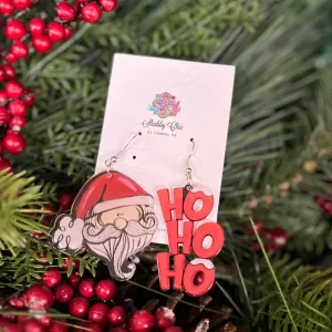 Santa Ho Ho Ho Earrings - Red