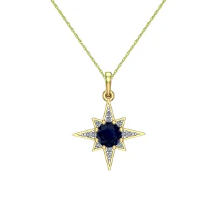 Sapphire and Diamond Star Pendant in 10K Yellow Gold