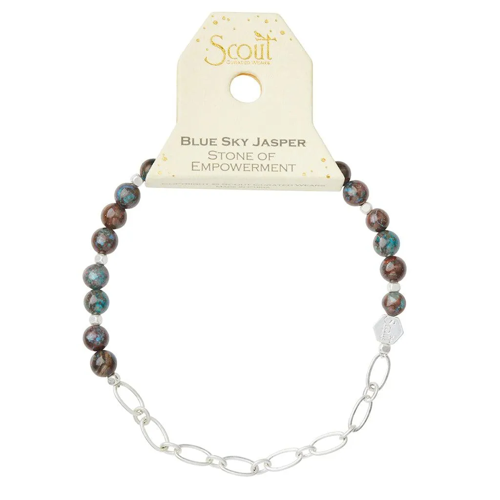 Scout Curated Wears Mini Stone with Chain Stacking Bracelet - Blue Sky Jasper