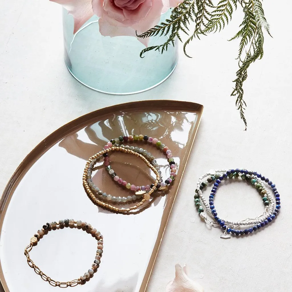 Scout Curated Wears Mini Stone with Chain Stacking Bracelet - Blue Sky Jasper