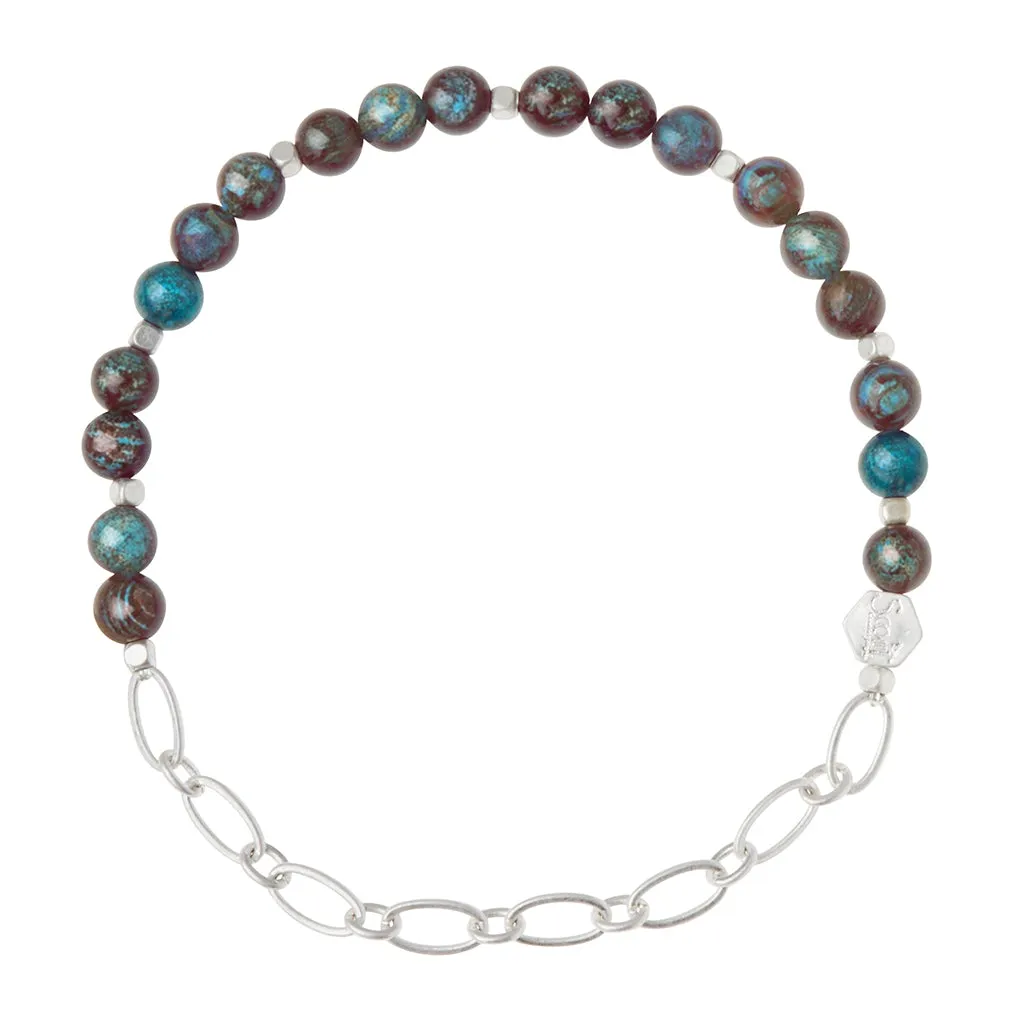 Scout Curated Wears Mini Stone with Chain Stacking Bracelet - Blue Sky Jasper