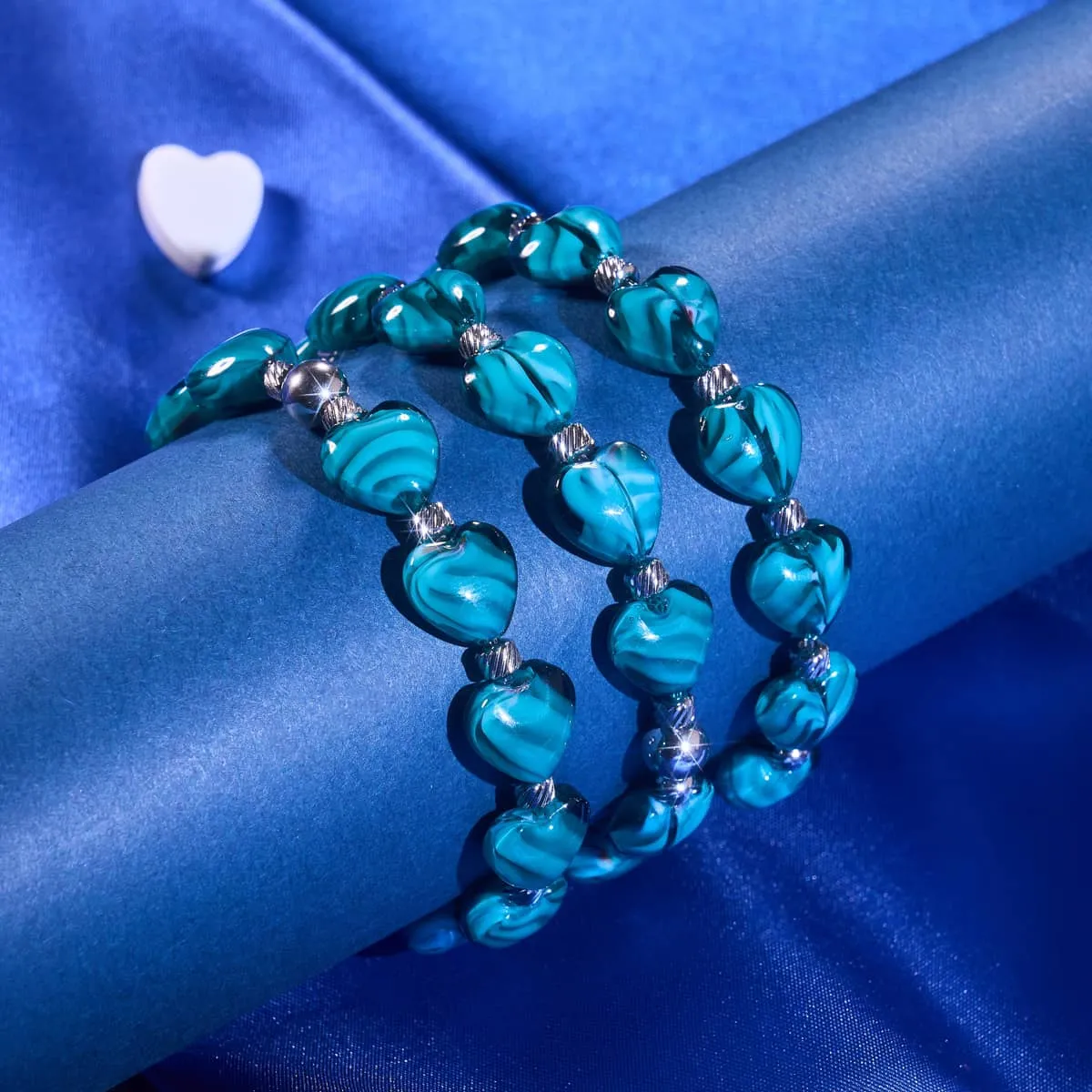 Seafoam Swirl | Crystal Heart Bracelet