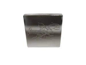 Silver Toned Square Etched Lobster Adjustable Size Fashion Ring