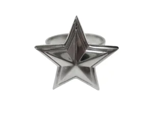 Silver Toned Star Adjustable Size Fashion Ring