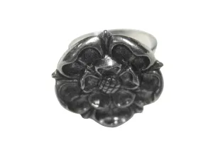 Silver Toned Tudor Rose Adjustable Size Fashion Ring