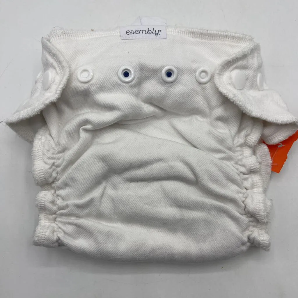 Size 1: Essebly White Adjustable Snap Diaper