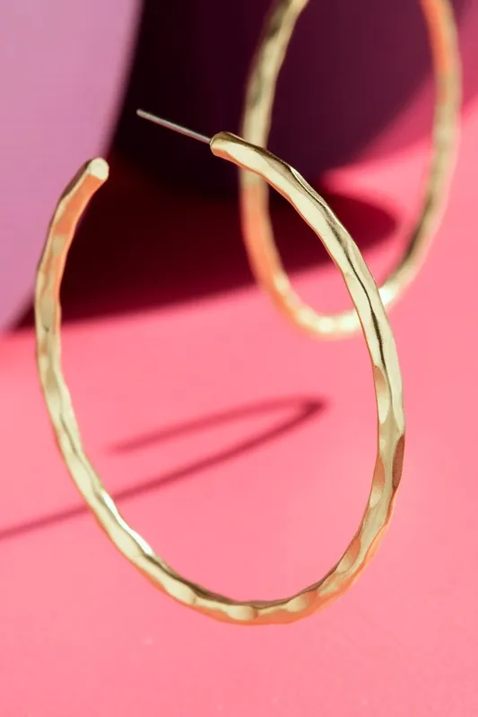 SKYLAR HAMMERED HOOP EARRINGS - 4 COLORS