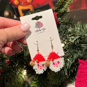 Small Beaded Santa Earrings