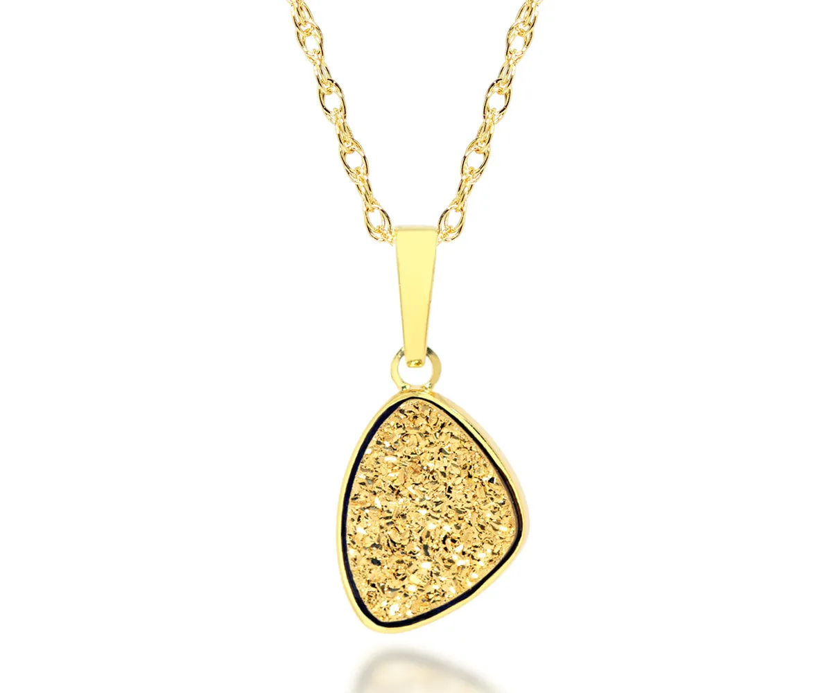 Small Trillion 18K Gold Druzy Necklace