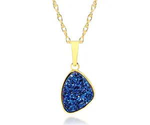 Small Trillion Blue Druzy 14k Vermeil Necklace