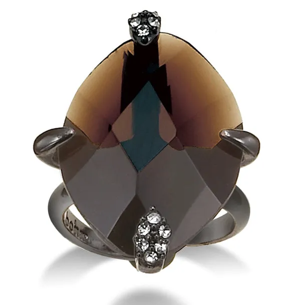 SMOKEY CRYSTAL ADJUSTABLE UP TO 7 SIZE  RINGS #309HT5101