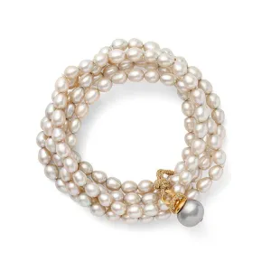 Soft Grey Freshwater Cluster Bracelet