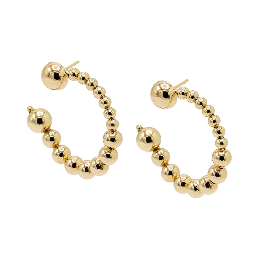 Solid Beaded Ball Loop Stud Earring