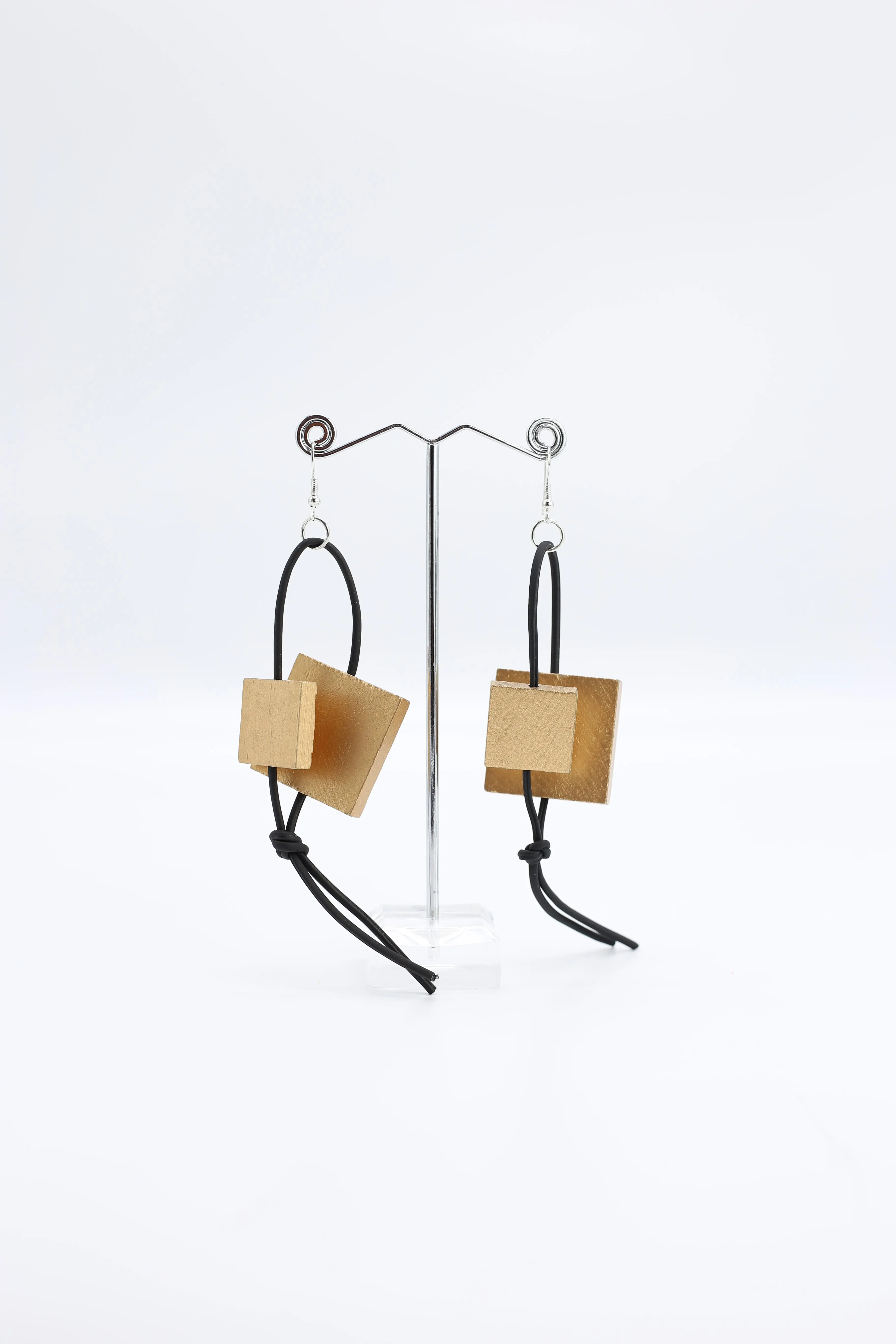 Squares on Leatherette Loop Earrings