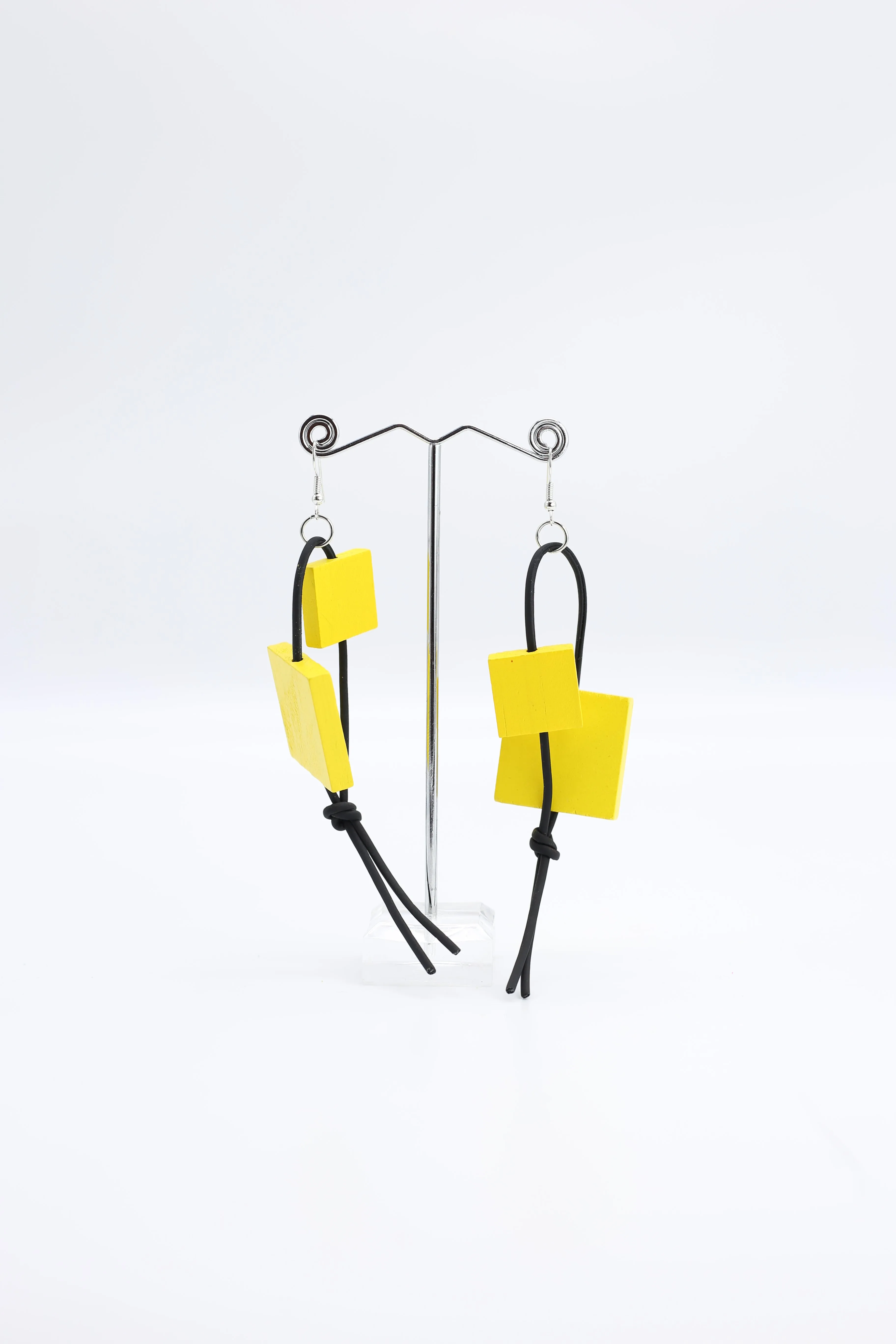 Squares on Leatherette Loop Earrings