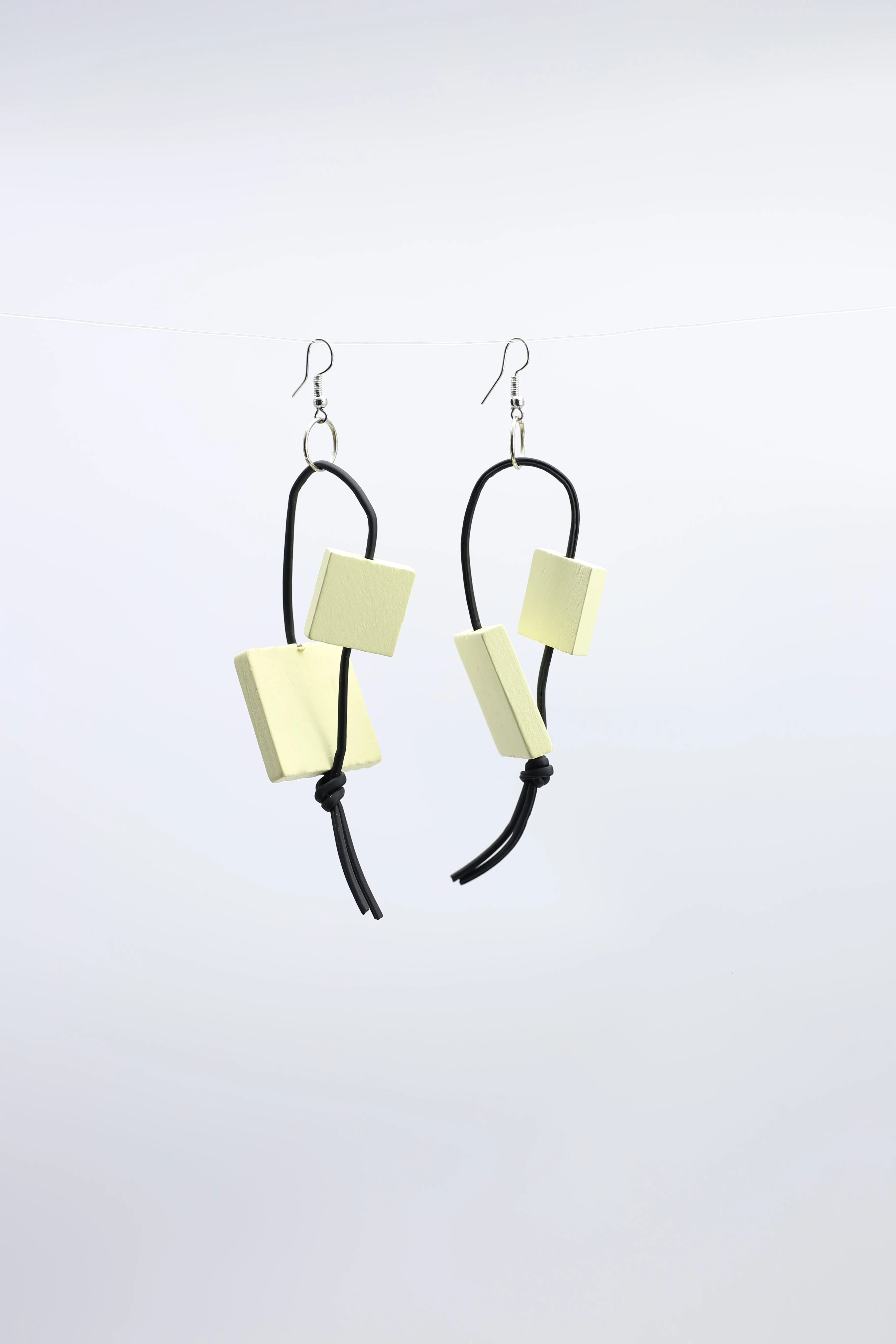 Squares on Leatherette Loop Earrings