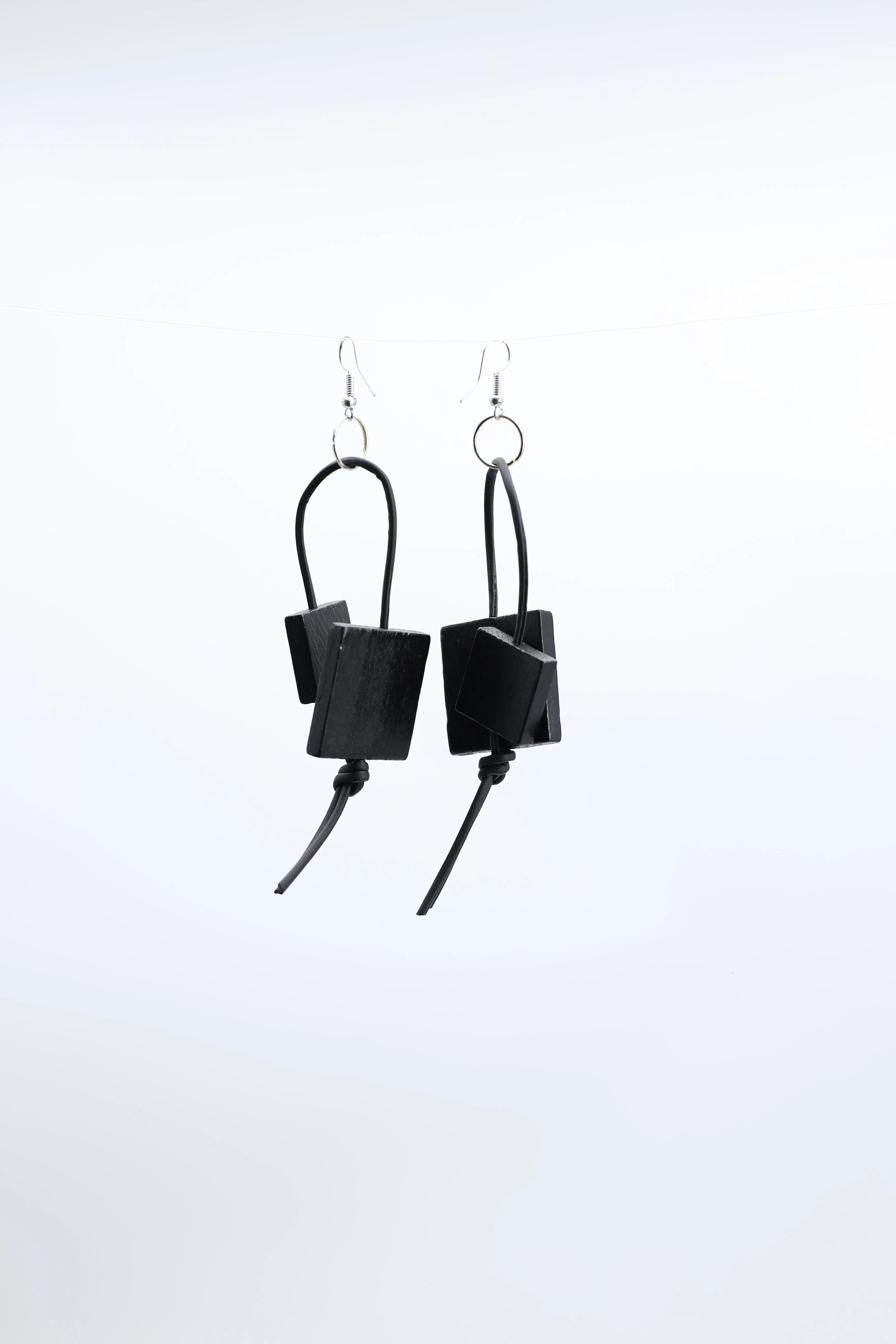Squares on Leatherette Loop Earrings
