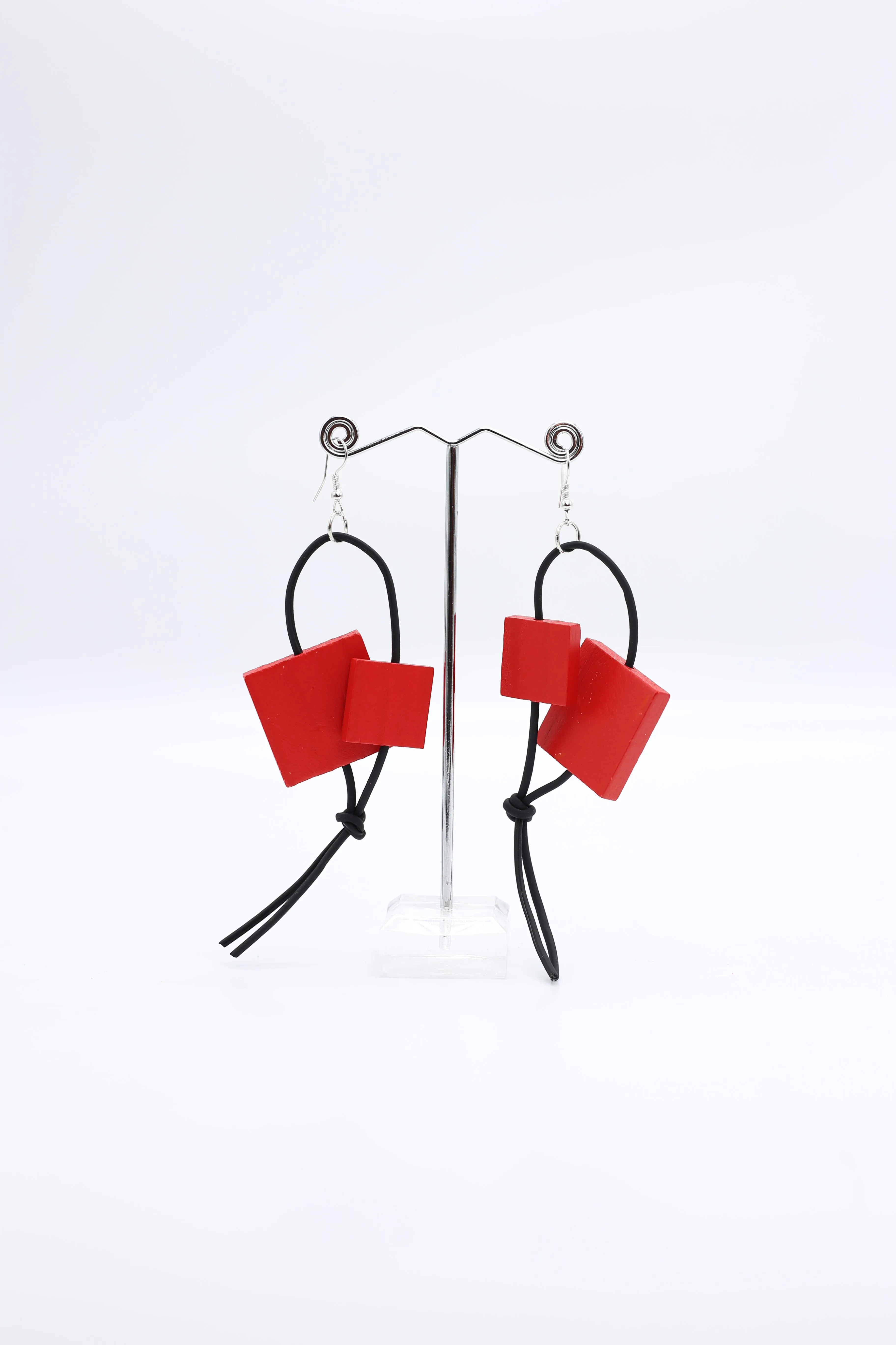 Squares on Leatherette Loop Earrings