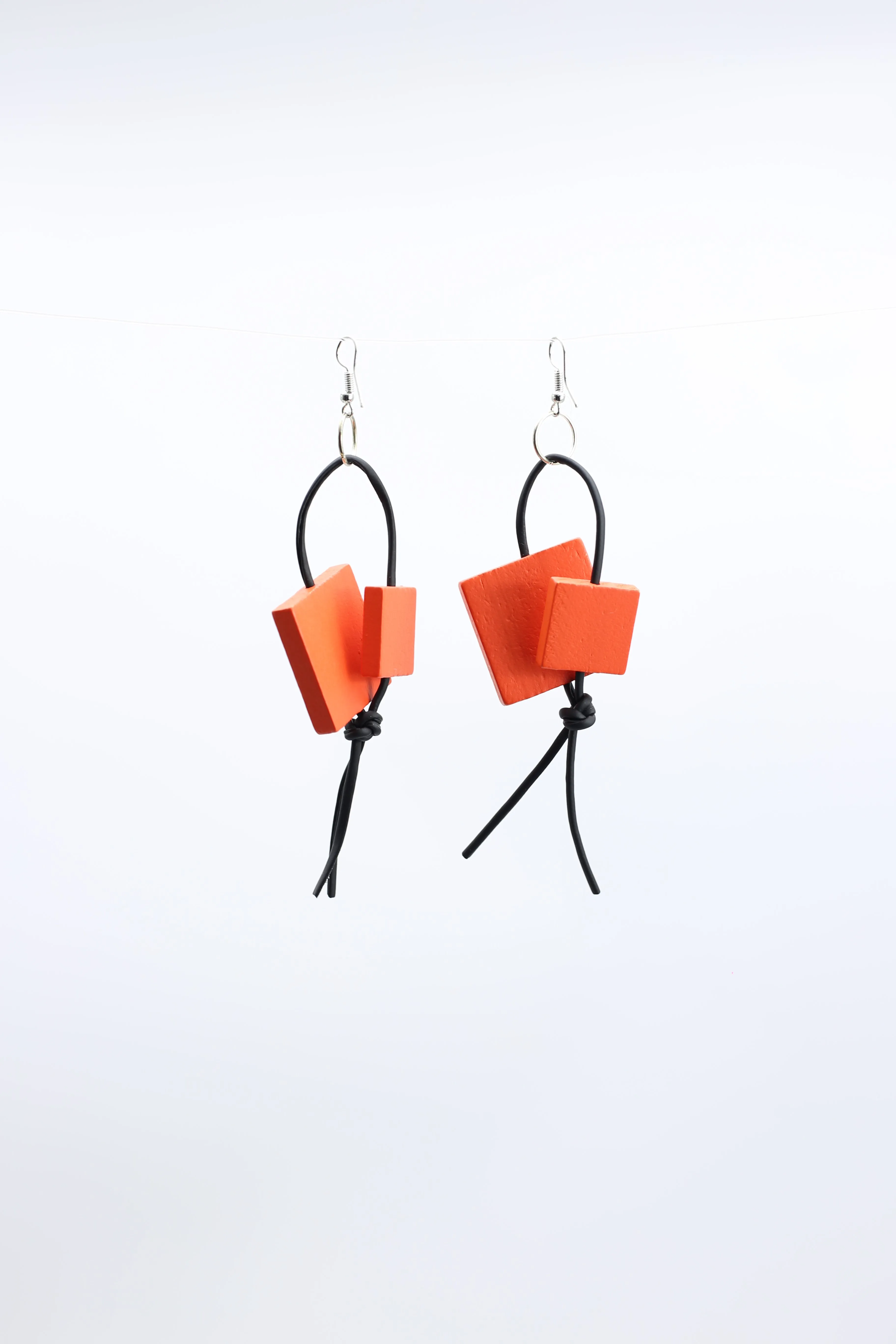 Squares on Leatherette Loop Earrings