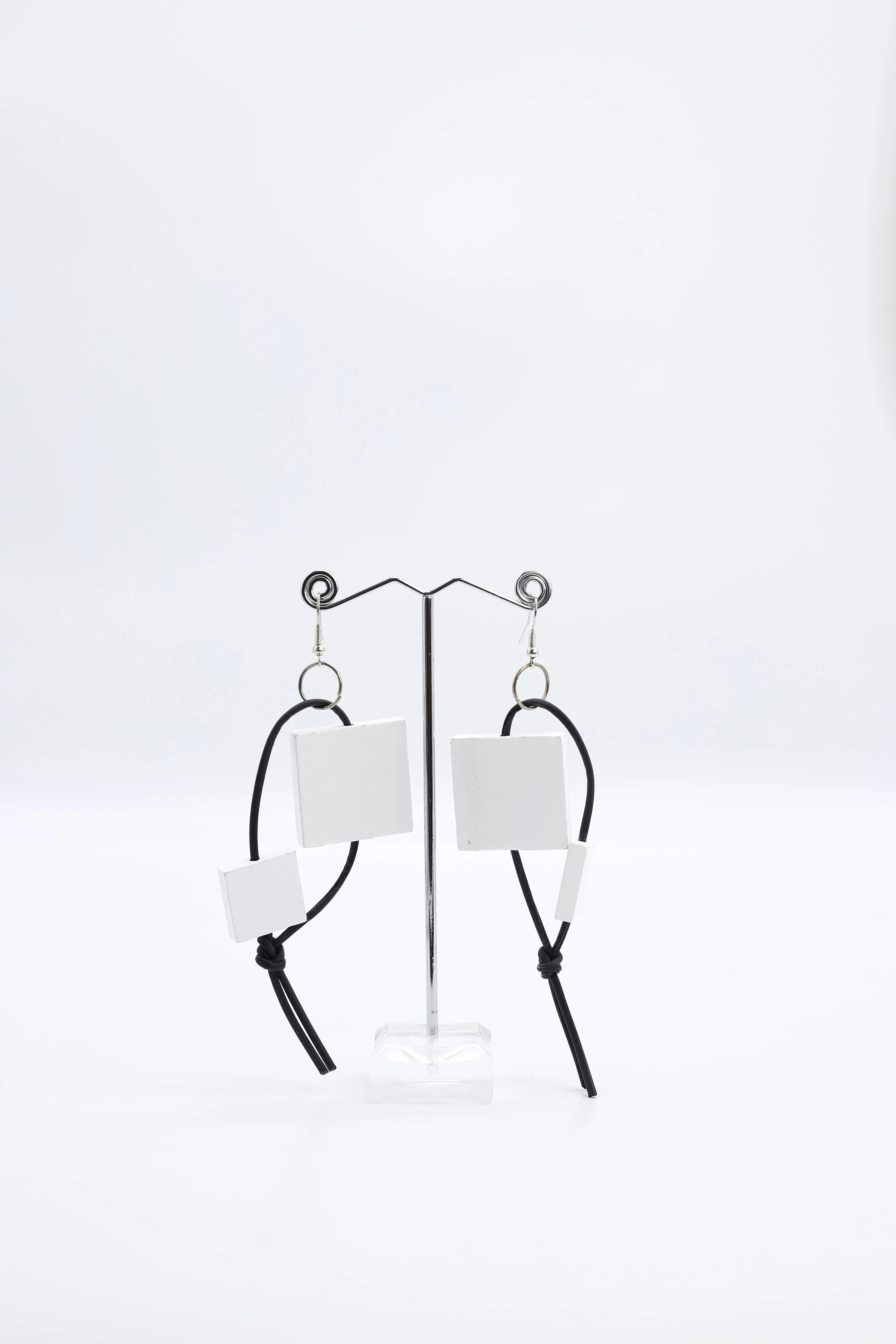 Squares on Leatherette Loop Earrings