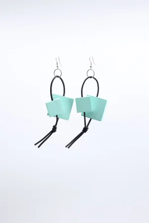 Squares on Leatherette Loop Earrings