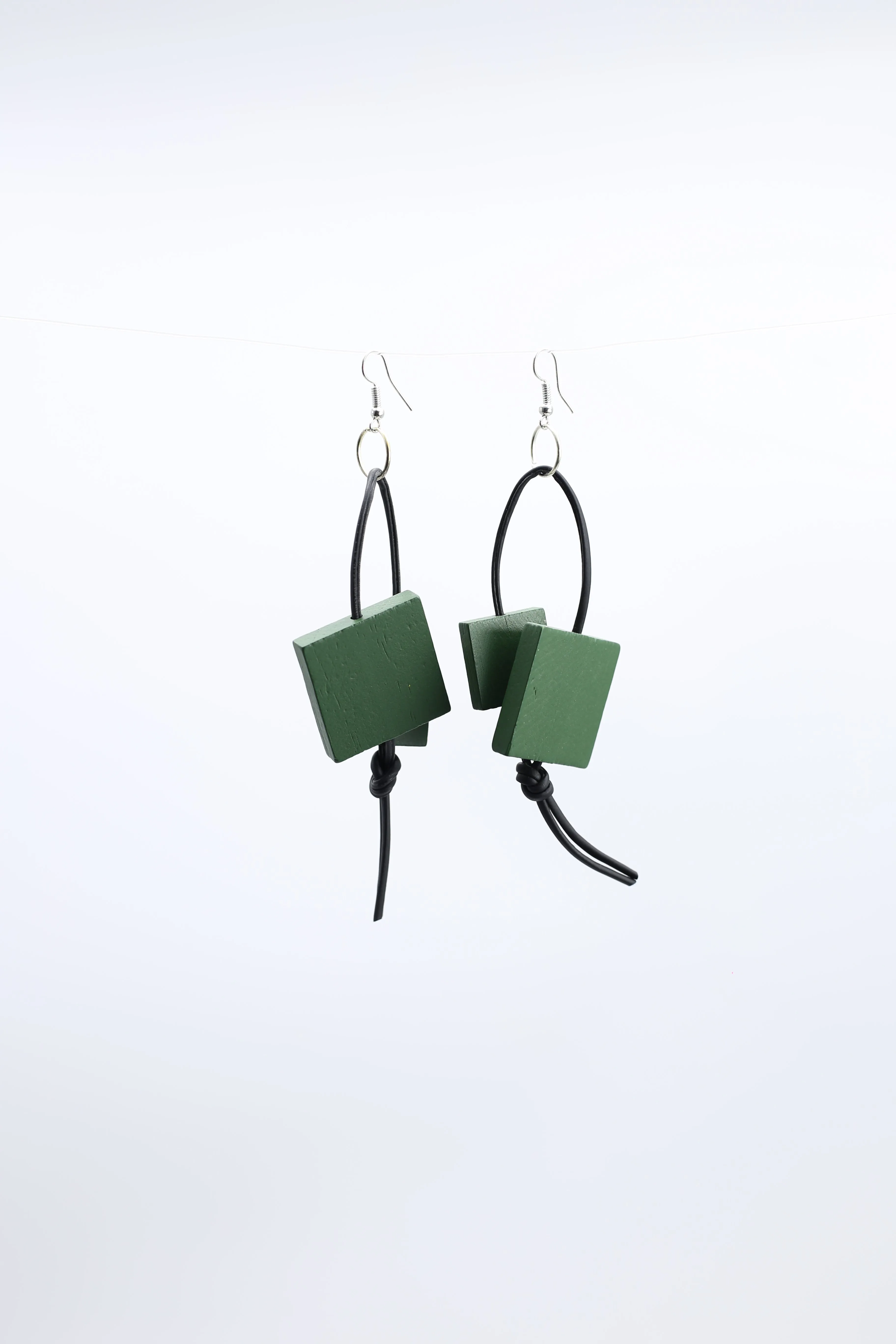 Squares on Leatherette Loop Earrings