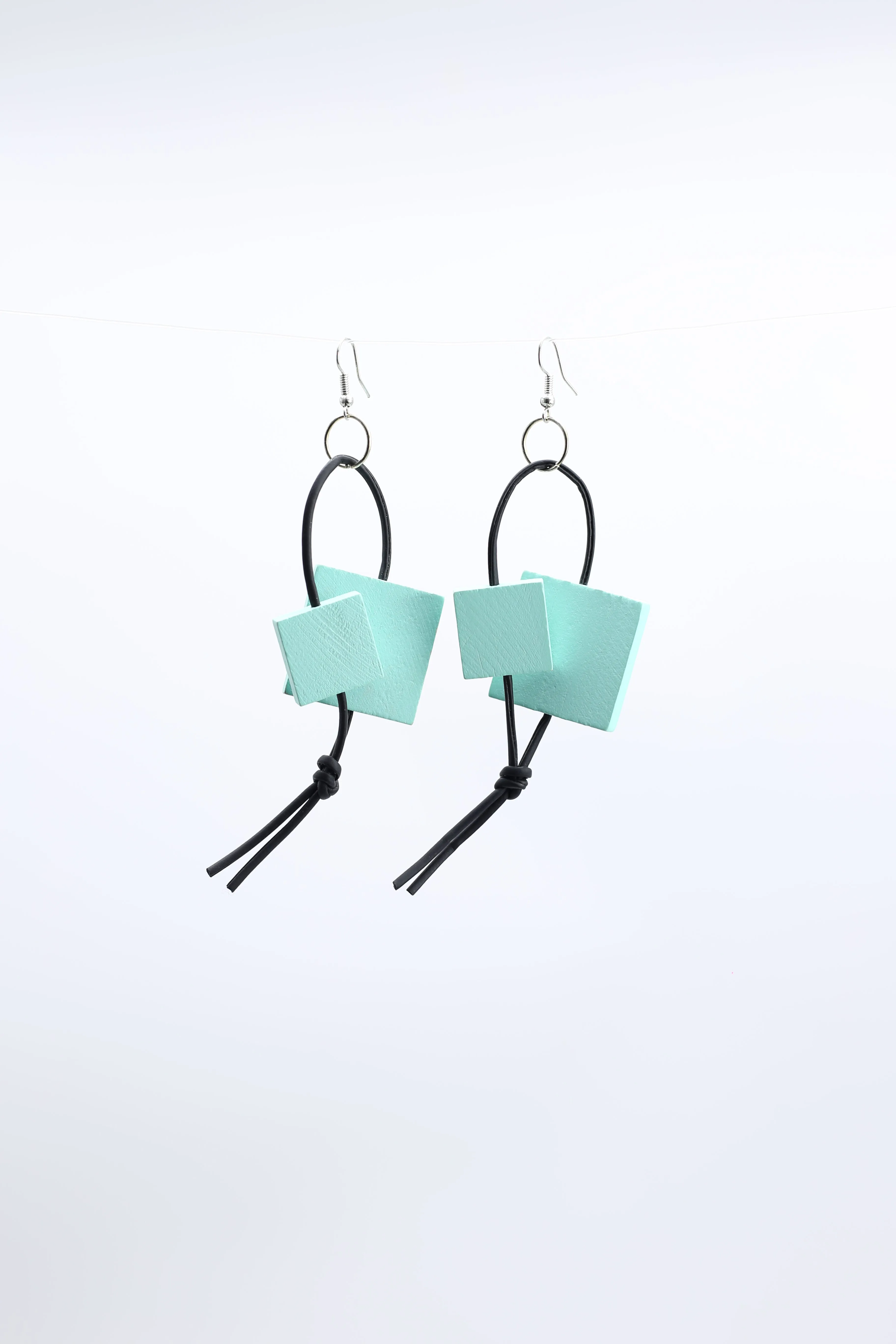 Squares on Leatherette Loop Earrings