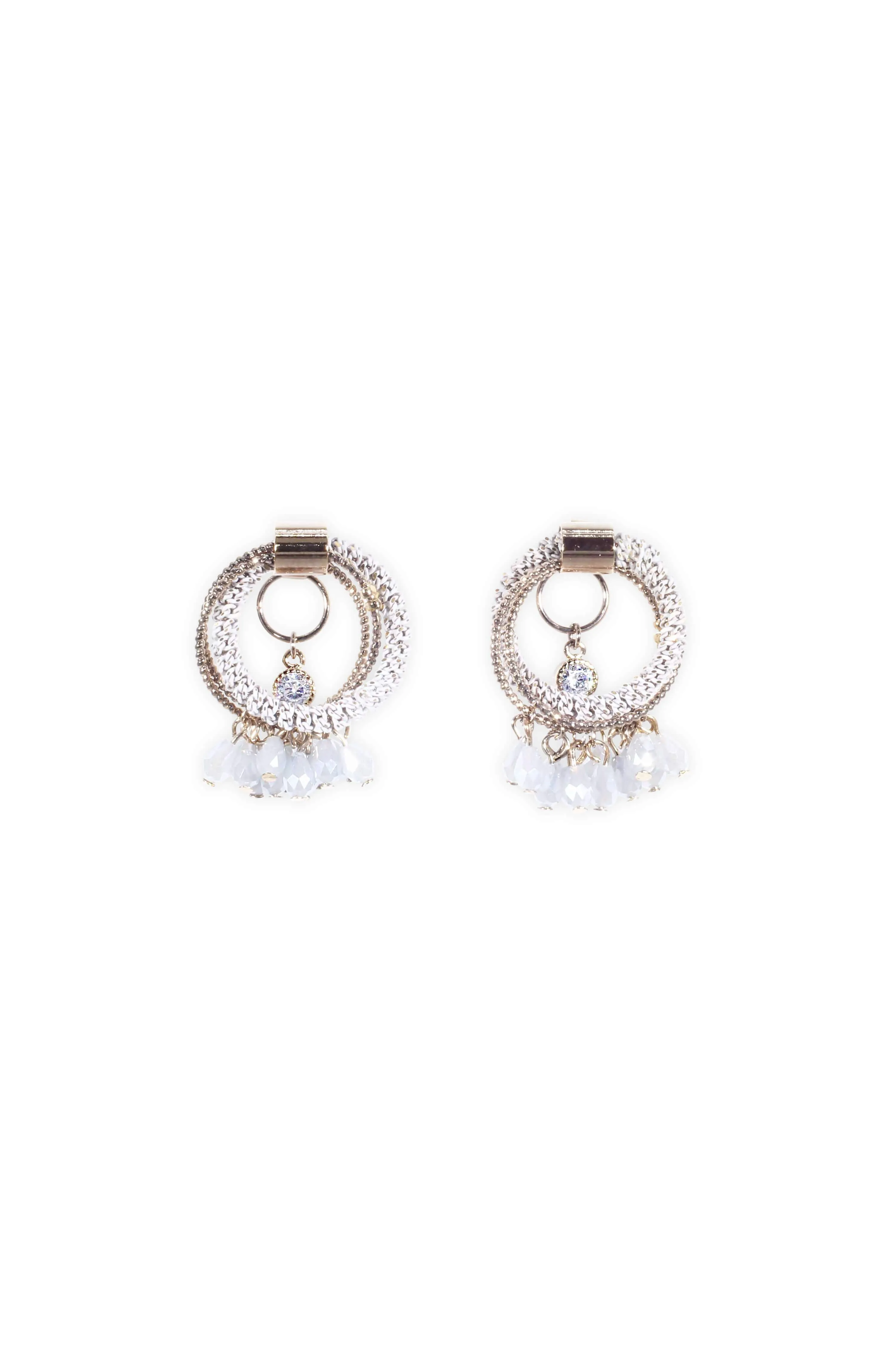 Staggering loop crystal earrings