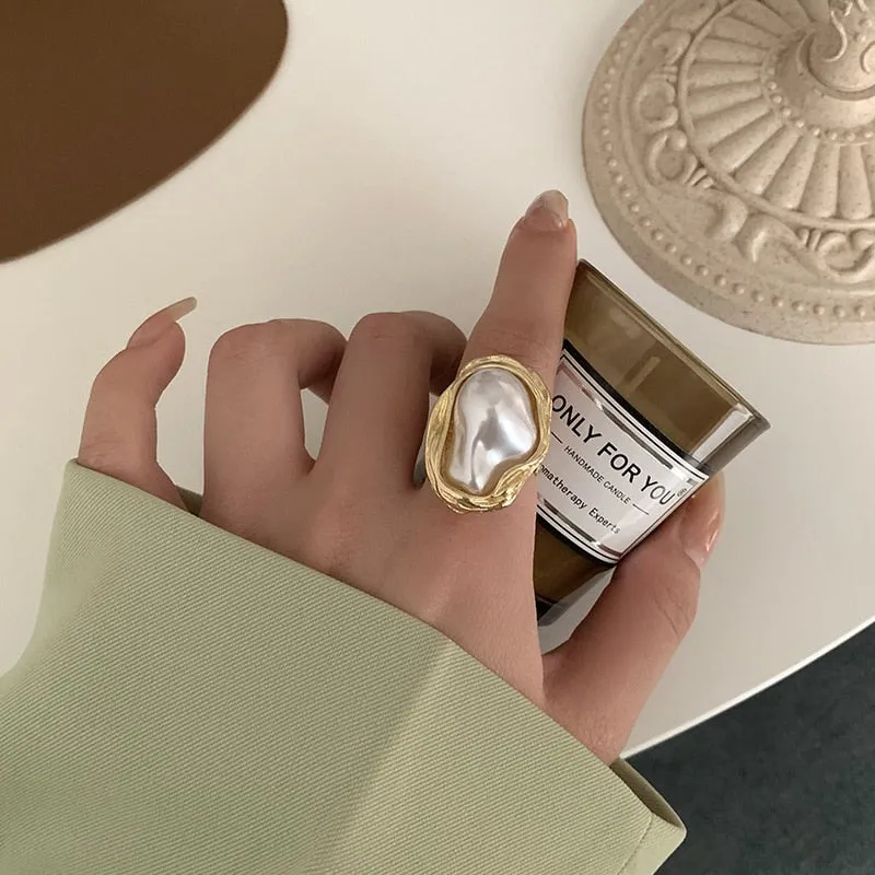 Starfish Pearl Ring Shape Adjustable Rings For Women