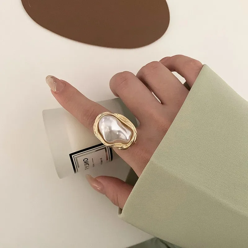 Starfish Pearl Ring Shape Adjustable Rings For Women
