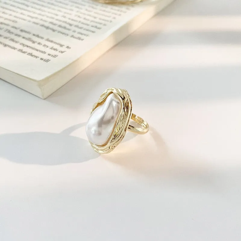 Starfish Pearl Ring Shape Adjustable Rings For Women