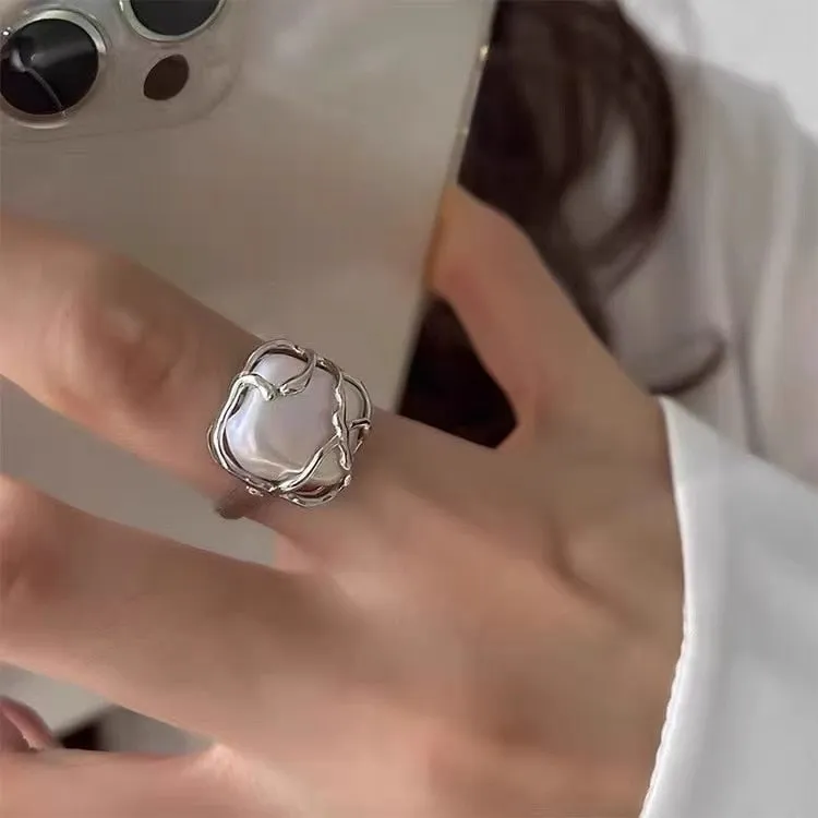 Starfish Pearl Ring Shape Adjustable Rings For Women