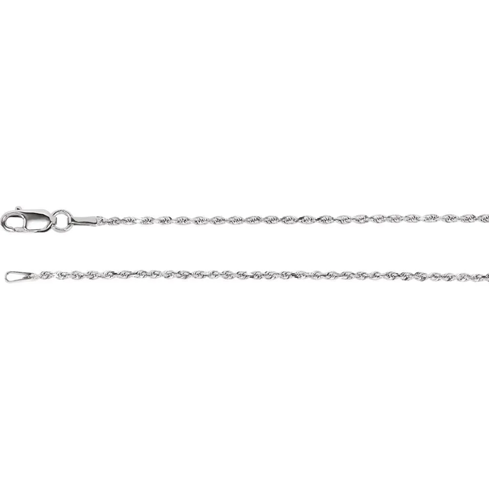 Sterling Silver 1.3mm Diamond Cut Rope 18" Chain
