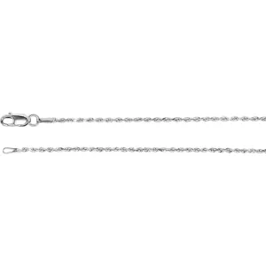 Sterling Silver 1.3mm Diamond Cut Rope 18" Chain