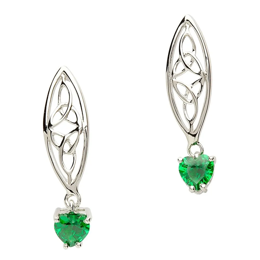 Sterling Silver Celtic Trinity Stone set Silver Earrings SE2017GR