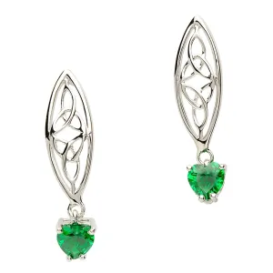 Sterling Silver Celtic Trinity Stone set Silver Earrings SE2017GR